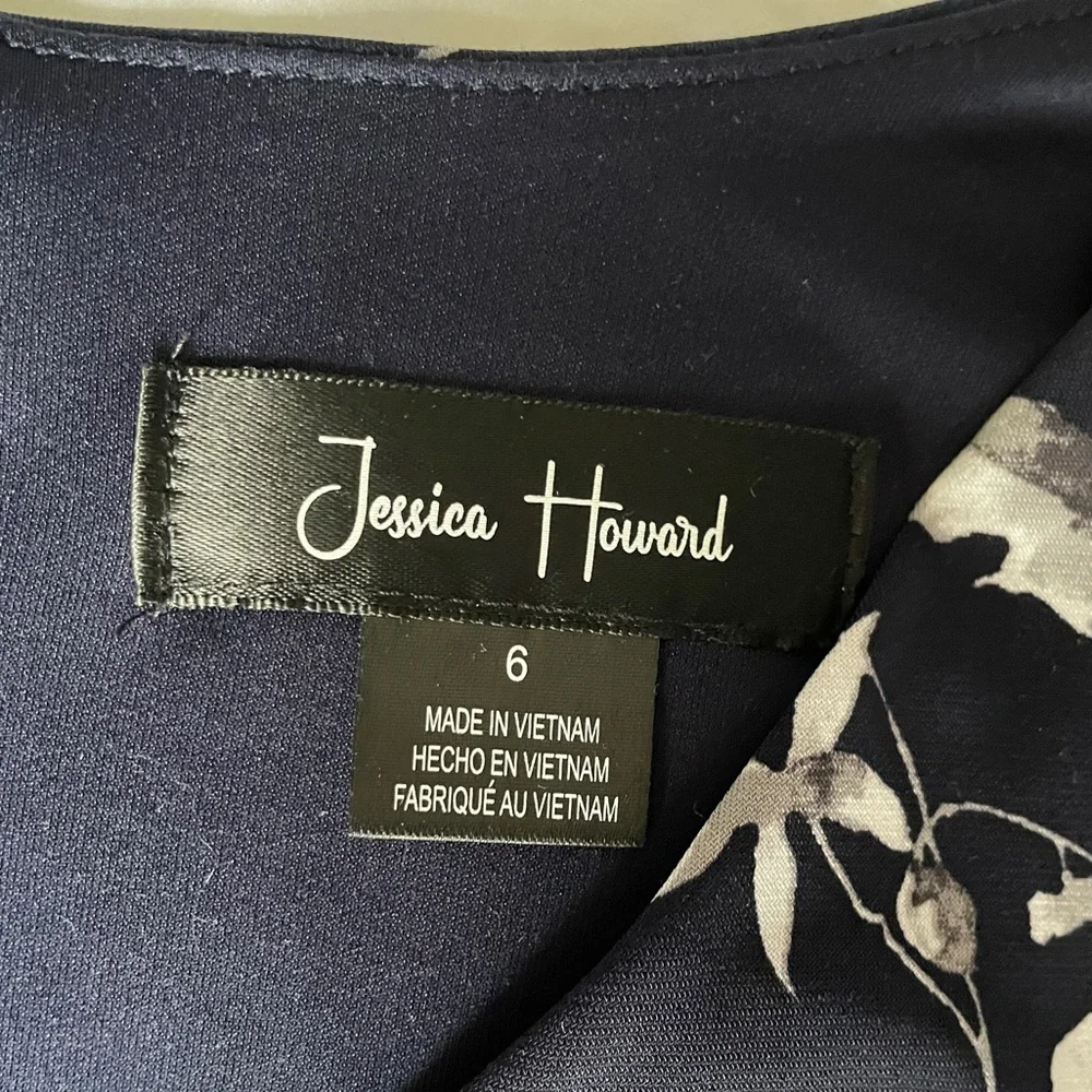Jessica Howard Floral Navy Midi Dress, Size 6 - Picture 7 of 8